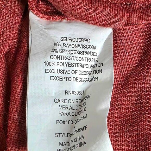 Rewind S Red Lace Shoulder Short Sleeve Boho Top - Picture 3 of 6